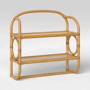 Opalhouse - Threshold Boho Rustic Rattan 2 Shelves Wall Mounte Tan